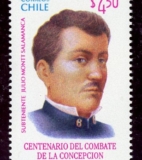 Sello Postal del Centenario del Combate de La Concepción. Subteniente Julio Montt Salamanca.