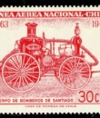 Sello postal conmemorativo del Primer Centenario del Cuerpo de Bomberos de Santiago.