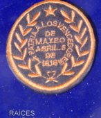 Parche bordado, otorgado a los soldados patriotas, vencedores en la Batalla de Maipú, el 5 de abril de 1818.